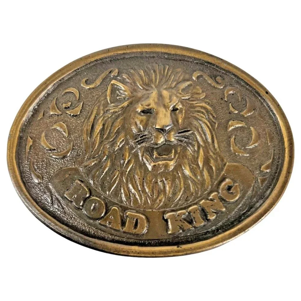 VTG Union 76‎ Brass Road King Lion Head Belt Buckle Truckstop Club Truck Driver